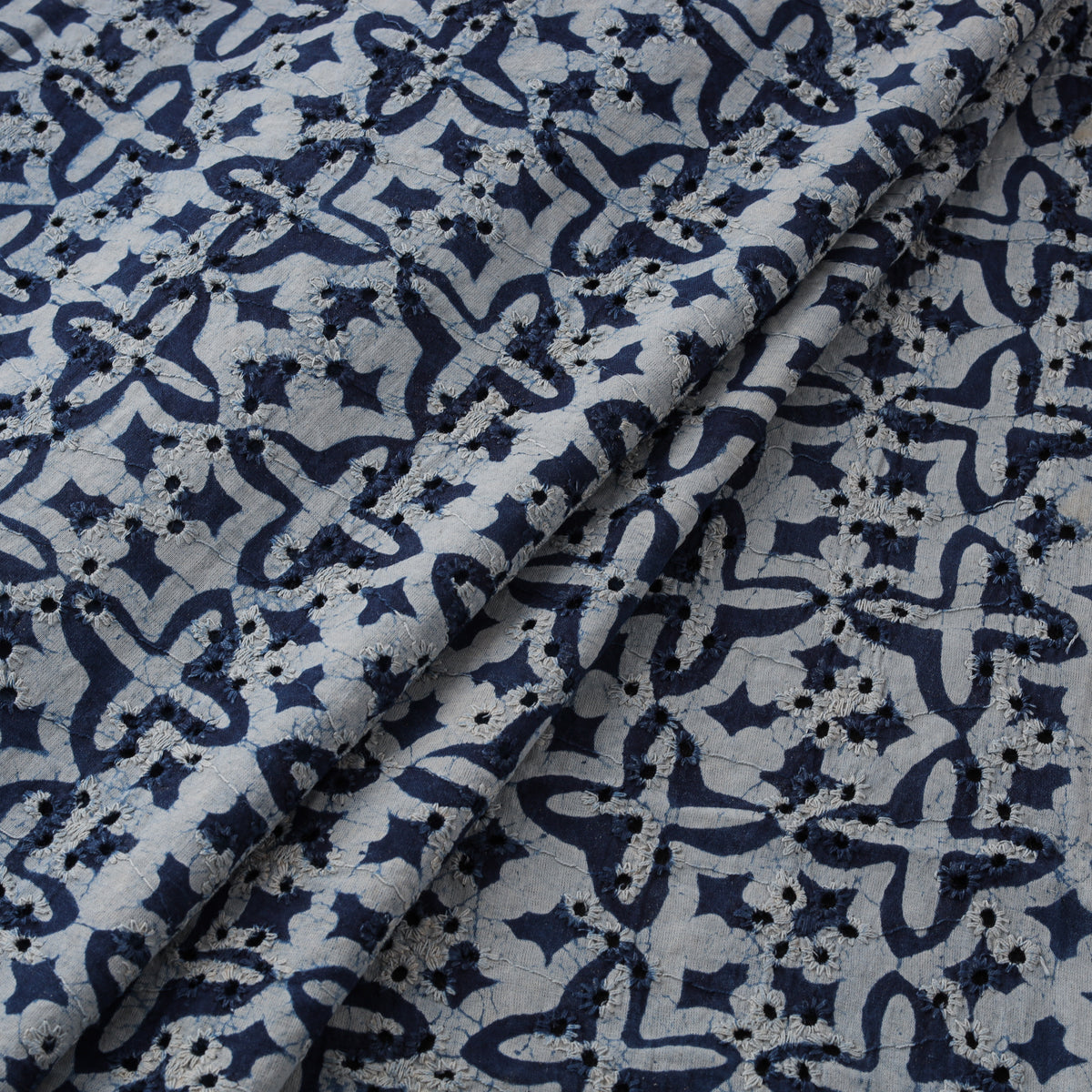 Bagru Indigo Hand Block Print Natural Dyed Cotton Hakoba Fabric 09
