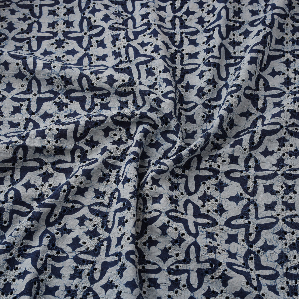 Bagru Indigo Hand Block Print Natural Dyed Cotton Hakoba Fabric 09