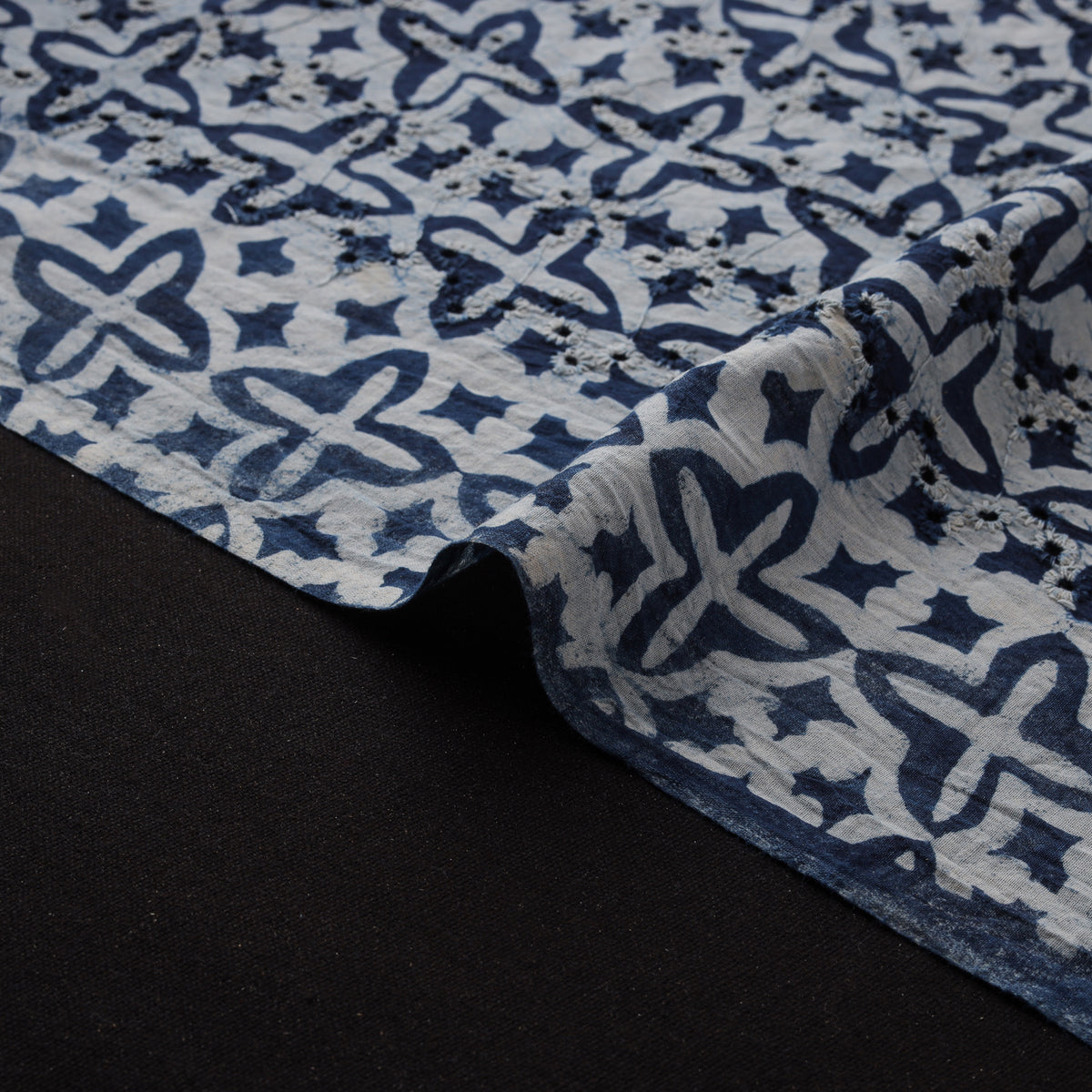 Bagru Indigo Hand Block Print Natural Dyed Cotton Hakoba Fabric 09