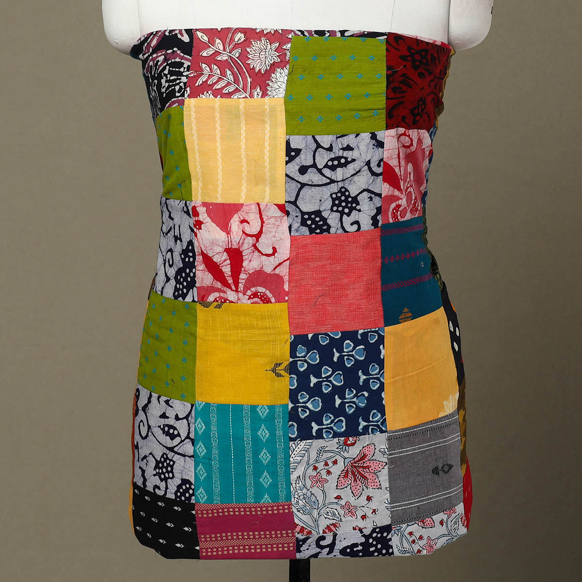 Multicolor - handcrafted patchwork cotton unstitched kurta