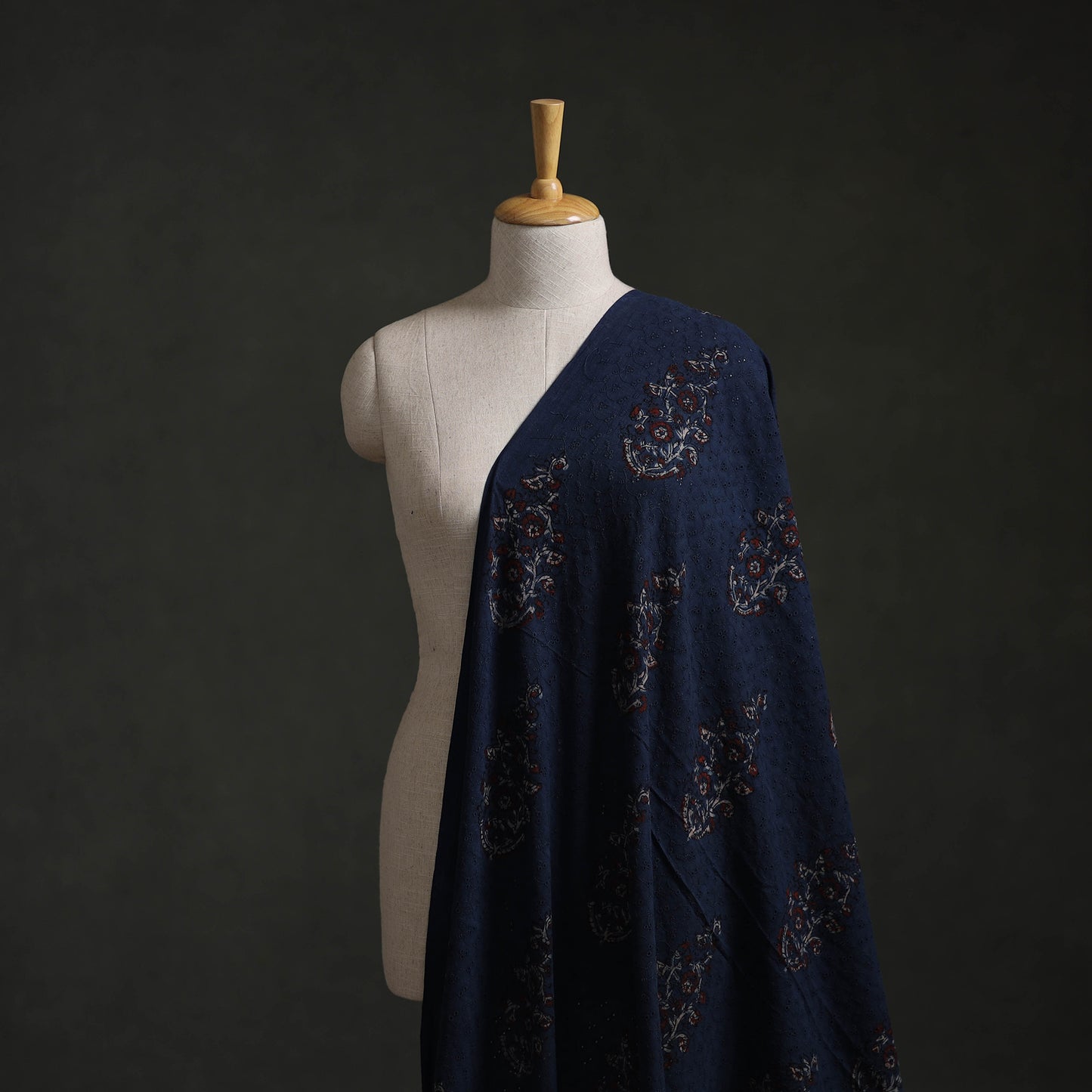 Hakoba Hand Block Ajrakh Print Natural Dyed Cotton Fabric  82