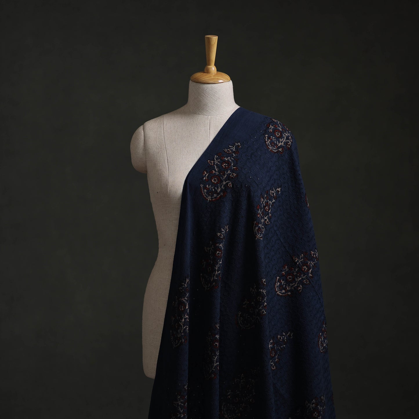 Hakoba Hand Block Ajrakh Print Natural Dyed Cotton Fabric  83