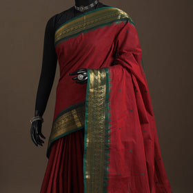 Maroon - kandangi buti chettinad cotton saree with border