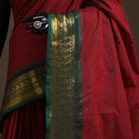 Maroon - kandangi buti chettinad cotton saree with border