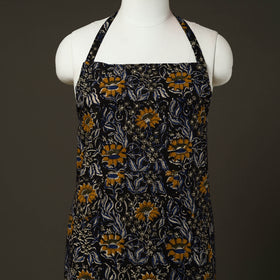 Black Bagru Block Print Cotton Apron with Pocket 