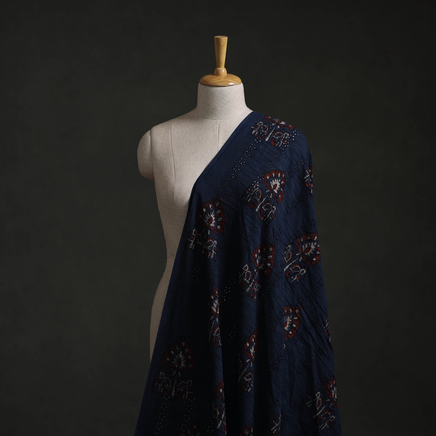 Hakoba Hand Block Ajrakh Print Natural Dyed Cotton Fabric 99