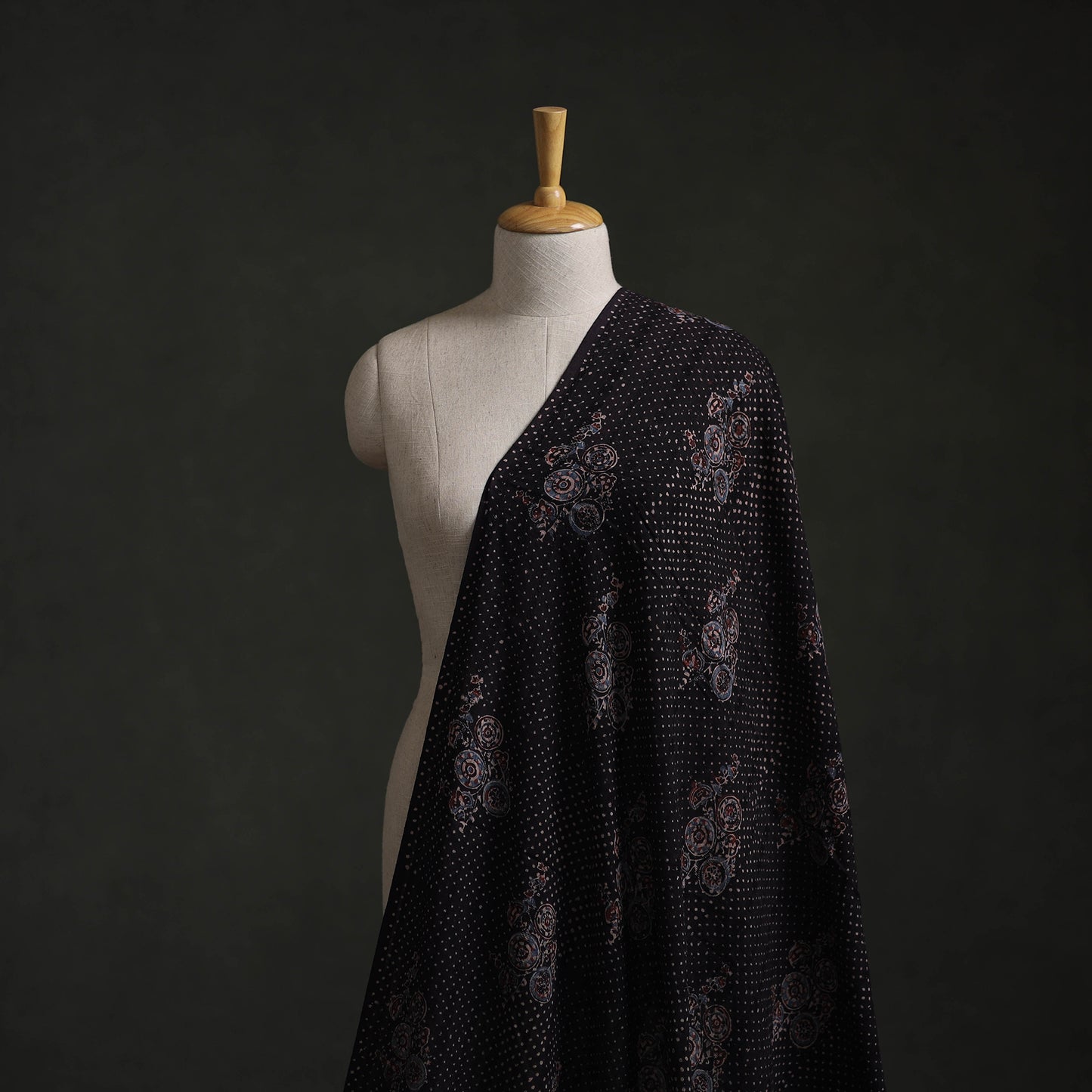 Hakoba Hand Block Ajrakh Print Natural Dyed Cotton Fabric 103