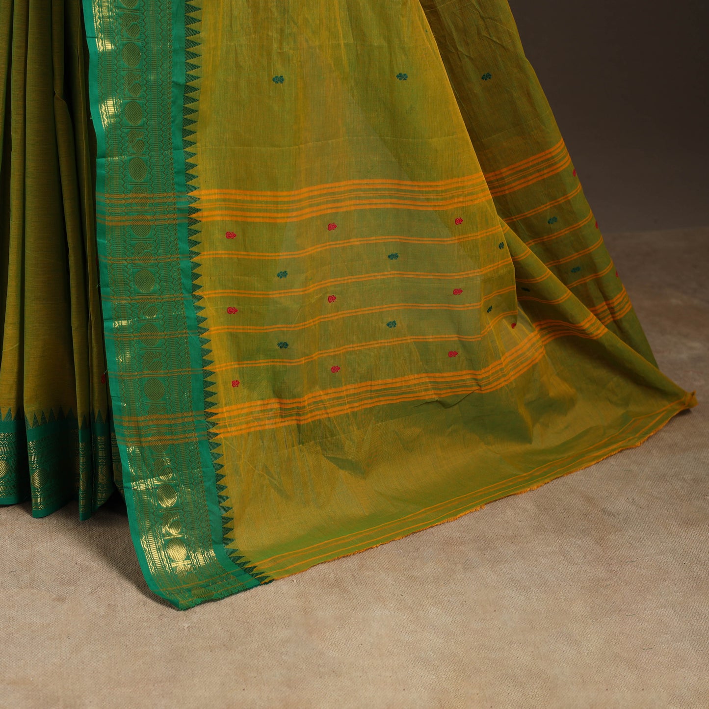 Green - kandangi buti chettinad cotton saree with border 28