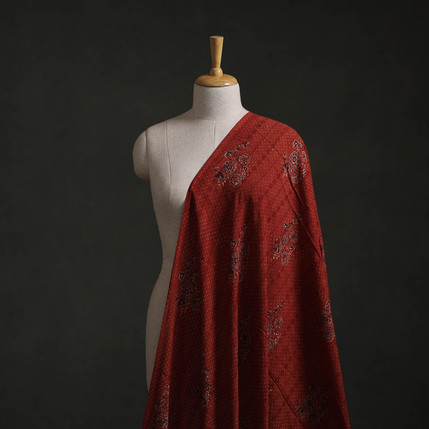 Hakoba Hand Block Ajrakh Print Natural Dyed Cotton Fabric 109