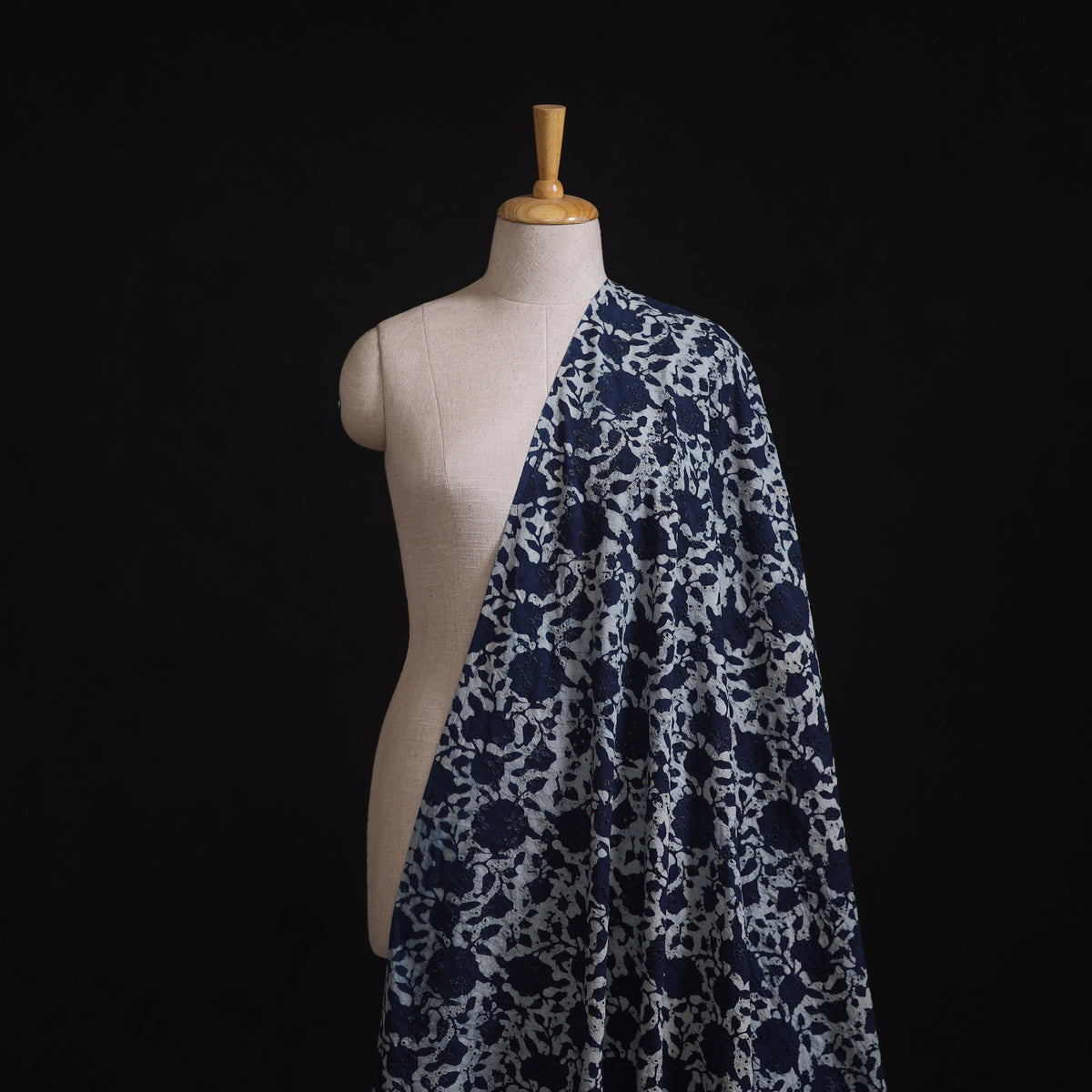 Bagru Indigo Hand Block Print Natural Dyed Cotton Hakoba Fabric 05