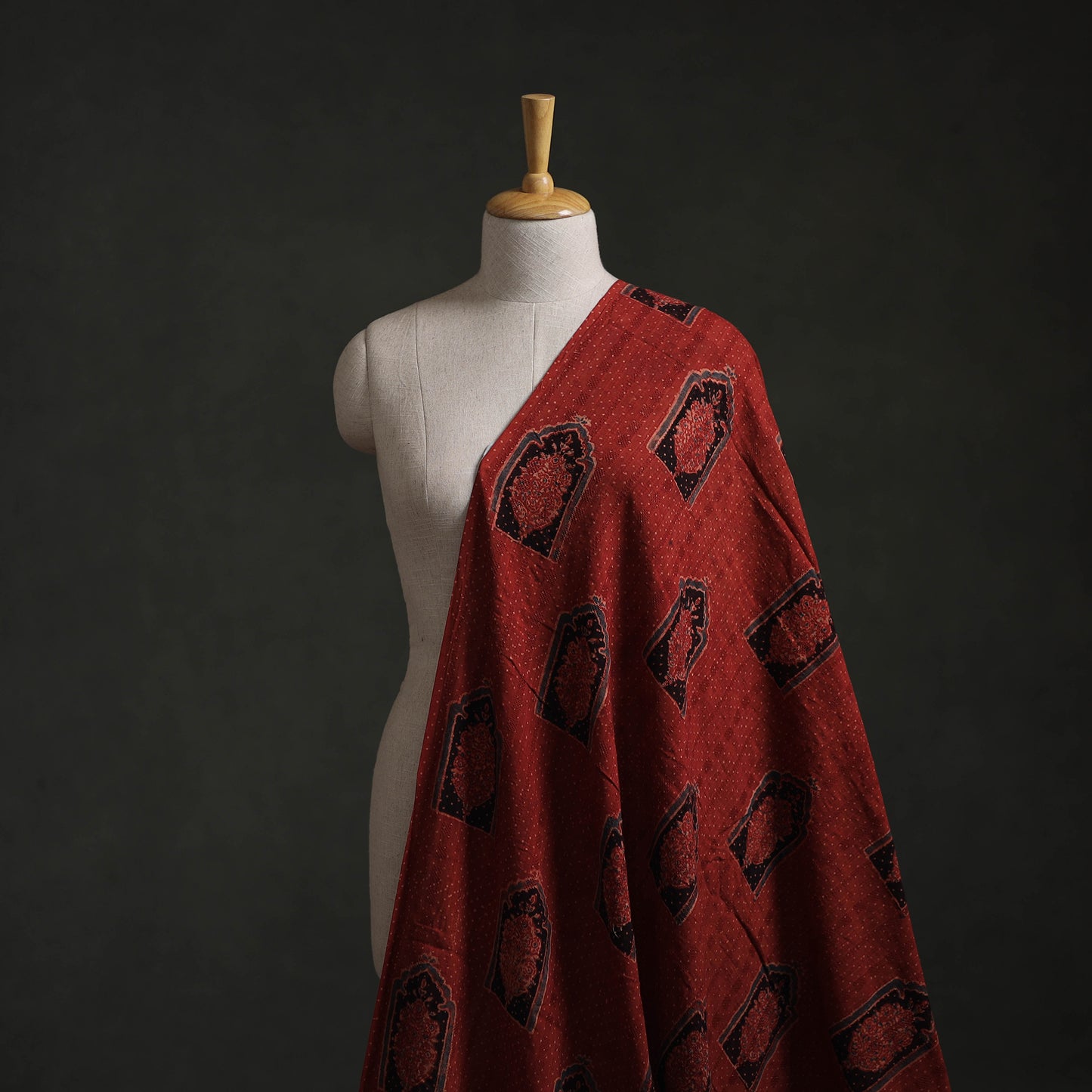 Hakoba Hand Block Ajrakh Print Natural Dyed Cotton Fabric 114