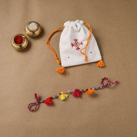 Anant Raksha Thread Work Rakhi with Soof Hand Embroidered Potli 20