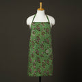 Green Bagru Block Print Cotton Apron with Pocket 