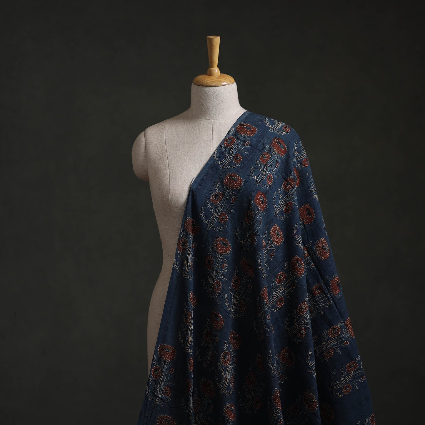 Hakoba Hand Block Ajrakh Print Natural Dyed Cotton Fabric 115