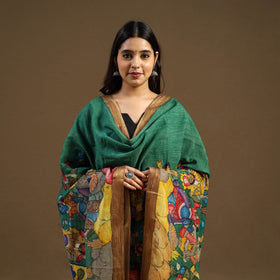 Pen Work Chanderi Silk Handpainted Kalamkari Dupatta