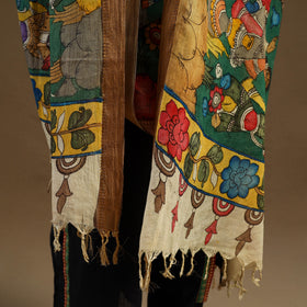 Pen Work Chanderi Silk Handpainted Kalamkari Dupatta