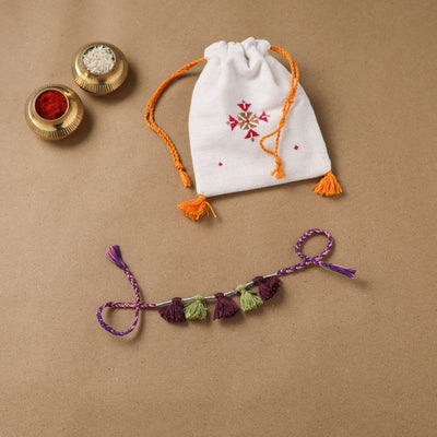 Anant Raksha Thread Work Rakhi with Soof Hand Embroidered Potli 24