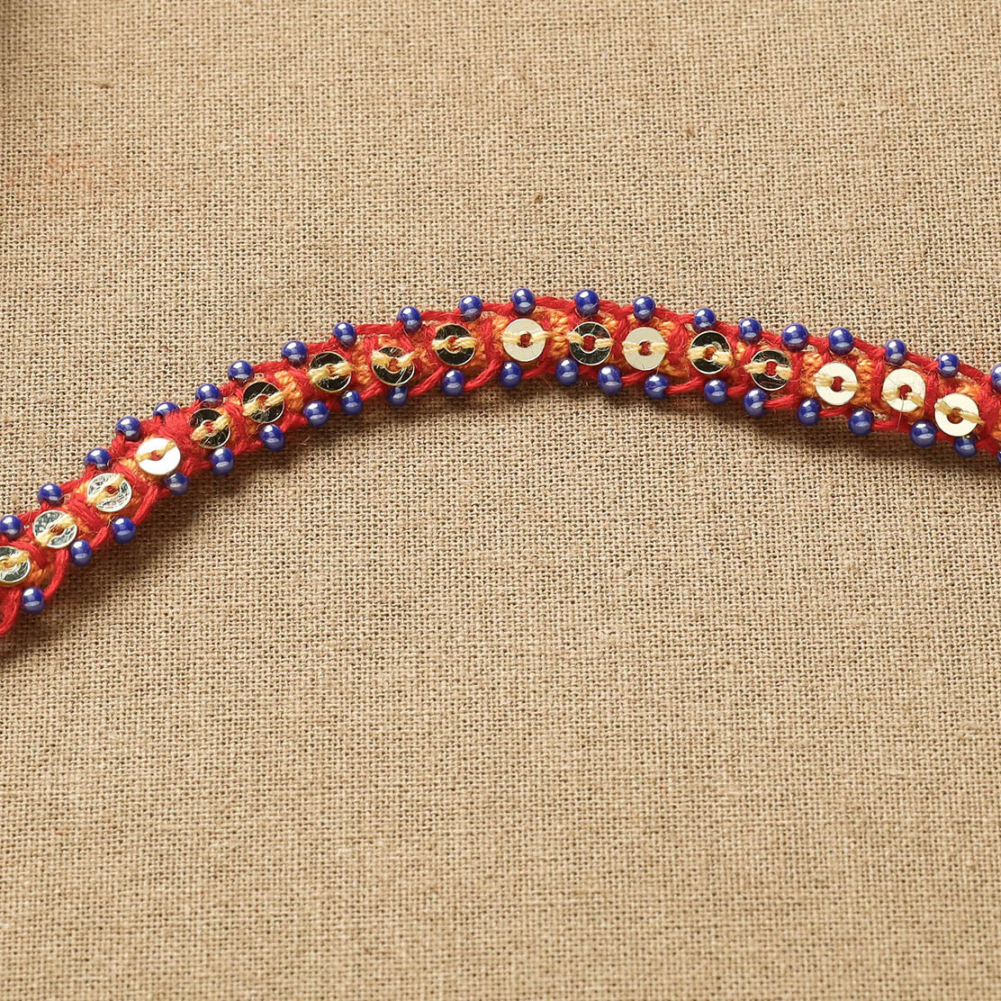 Hand Embroidered Beadwork Blanket Stitch Rakhi