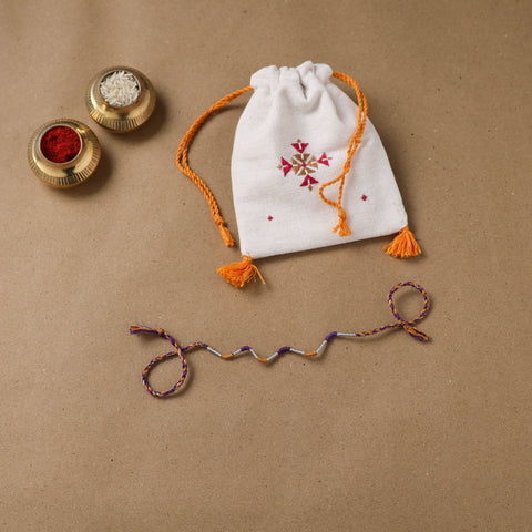 Anant Raksha Thread Work Rakhi with Soof Hand Embroidered Potli 27