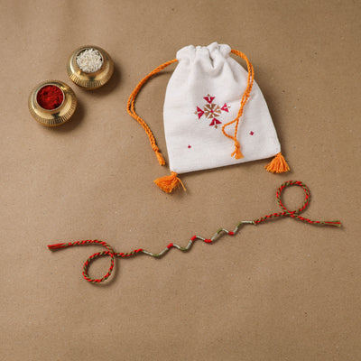 Anant Raksha Thread Work Rakhi with Soof Hand Embroidered Potli 28