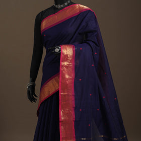 Blue - kandangi buti chettinad cotton saree with border 30