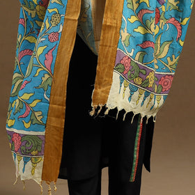Pen Work Chanderi Silk Handpainted Kalamkari Dupatta