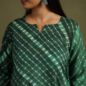 Green - tie-dye cotton a-line leheriya kurta 01
