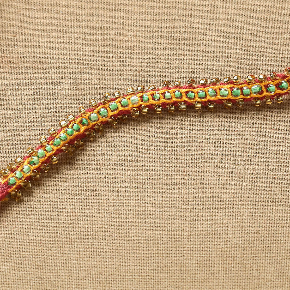 Buy Hand Embroidered Beadwork Leaf Sequin Rakhi Online at iTokri.com