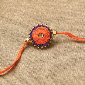 Buy Hand Embroidered Beadwork Leaf Sequin Rakhi Online at iTokri.com