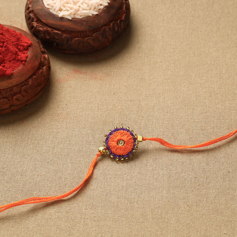 Buy Hand Embroidered Beadwork Leaf Sequin Rakhi Online at iTokri.com
