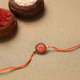 Buy Hand Embroidered Beadwork Leaf Sequin Rakhi Online at iTokri.com