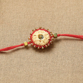 Buy Hand Embroidered Beadwork Leaf Sequin Rakhi Online at iTokri.com
