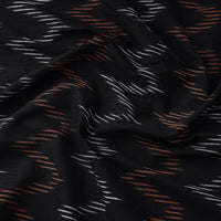 Dual Color Chevron On Black Pochampally Ikat Weave Cotton Fabric