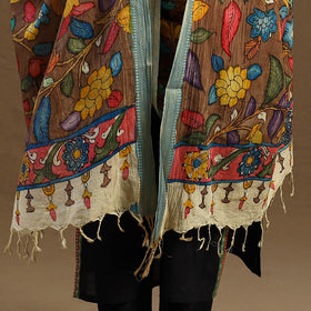 Pen Work Chanderi Silk Handpainted Kalamkari Dupatta