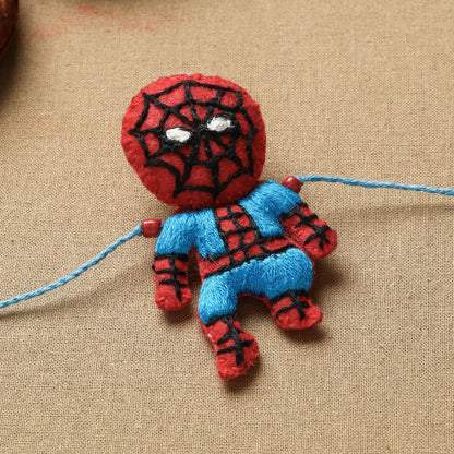 Hand Embroidered Felt Work Spider man Kids Rakhi