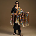 Grey Pen Work Chanderi Silk Handpainted Kalamkari Dupatta