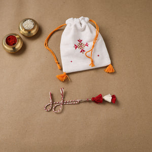 Anant Raksha Thread Work Lumba Rakhi with Soof Hand Embroidered Potli 42