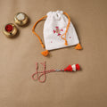 Anant Raksha Thread Work Lumba Rakhi with Soof Hand Embroidered Potli 45