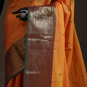 Orange - kandangi buti chettinad cotton saree with border