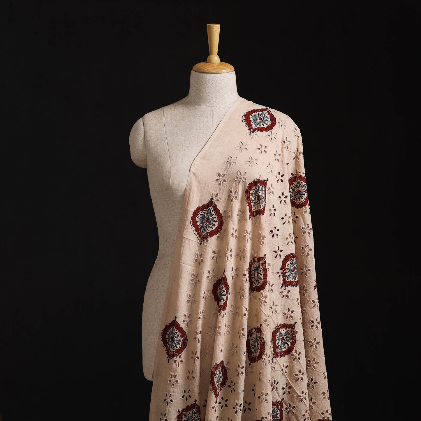 Natural Dyed Ajrakh Hand Block Print Cotton Hakoba Fabric 01