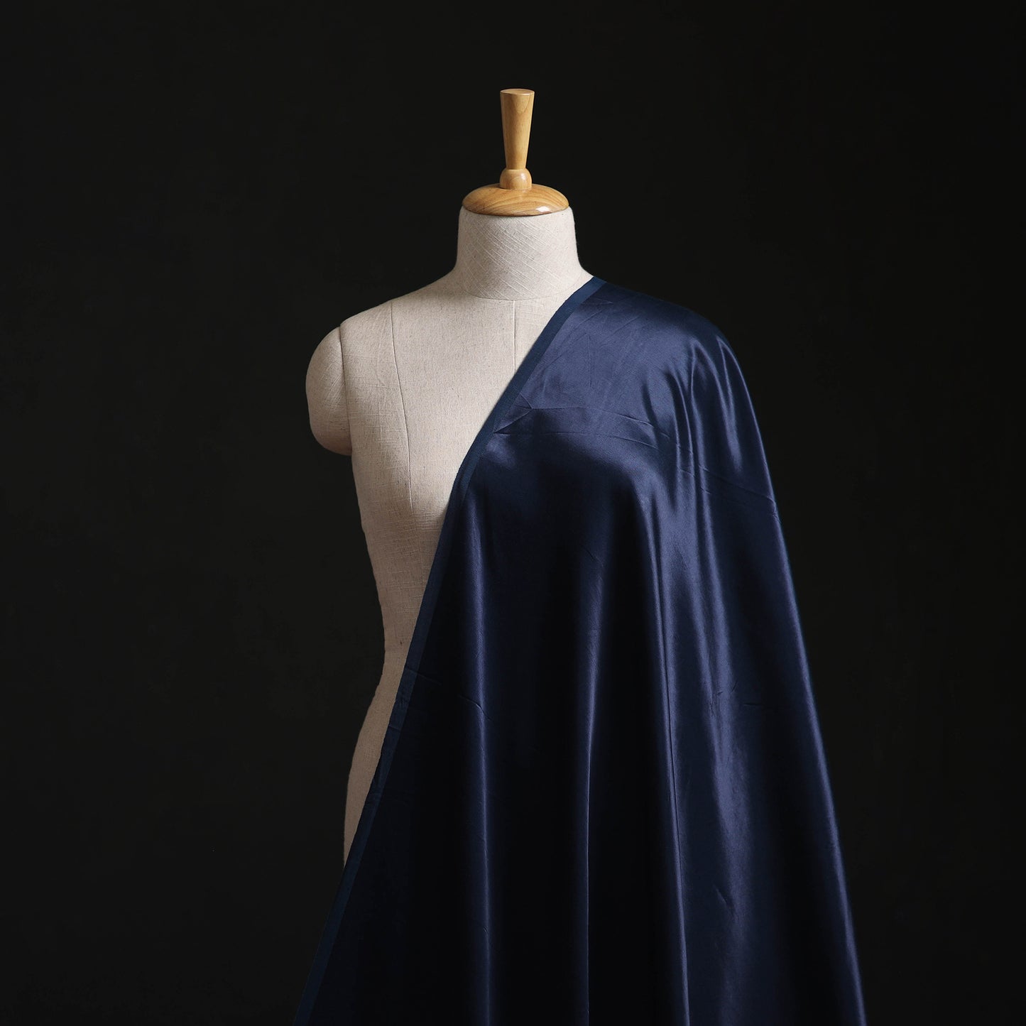 Blue - Pure Mashru Silk Plain Fabric (Width - 46 in) 05