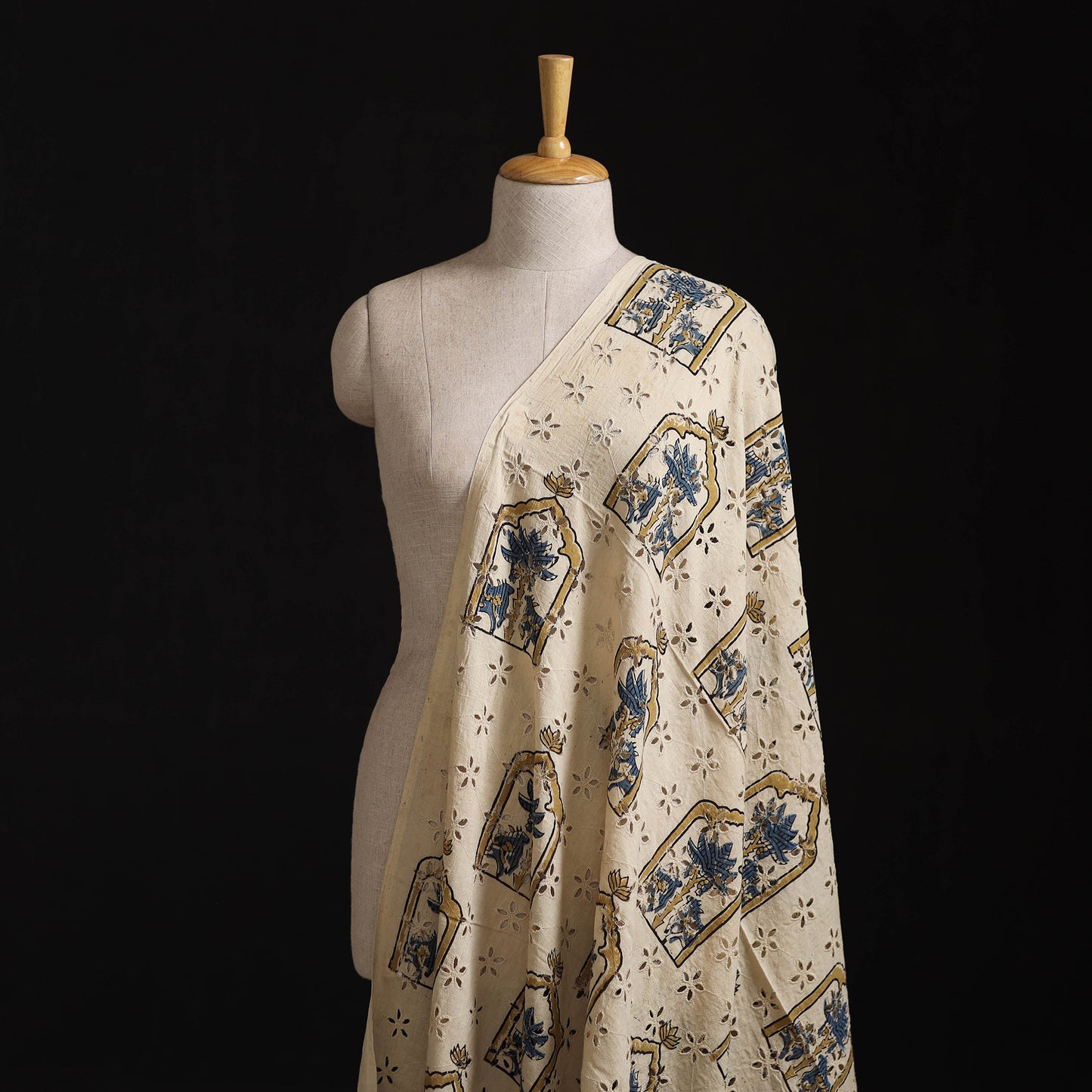 Natural Dyed Ajrakh Hand Block Print Cotton Hakoba Fabric 05