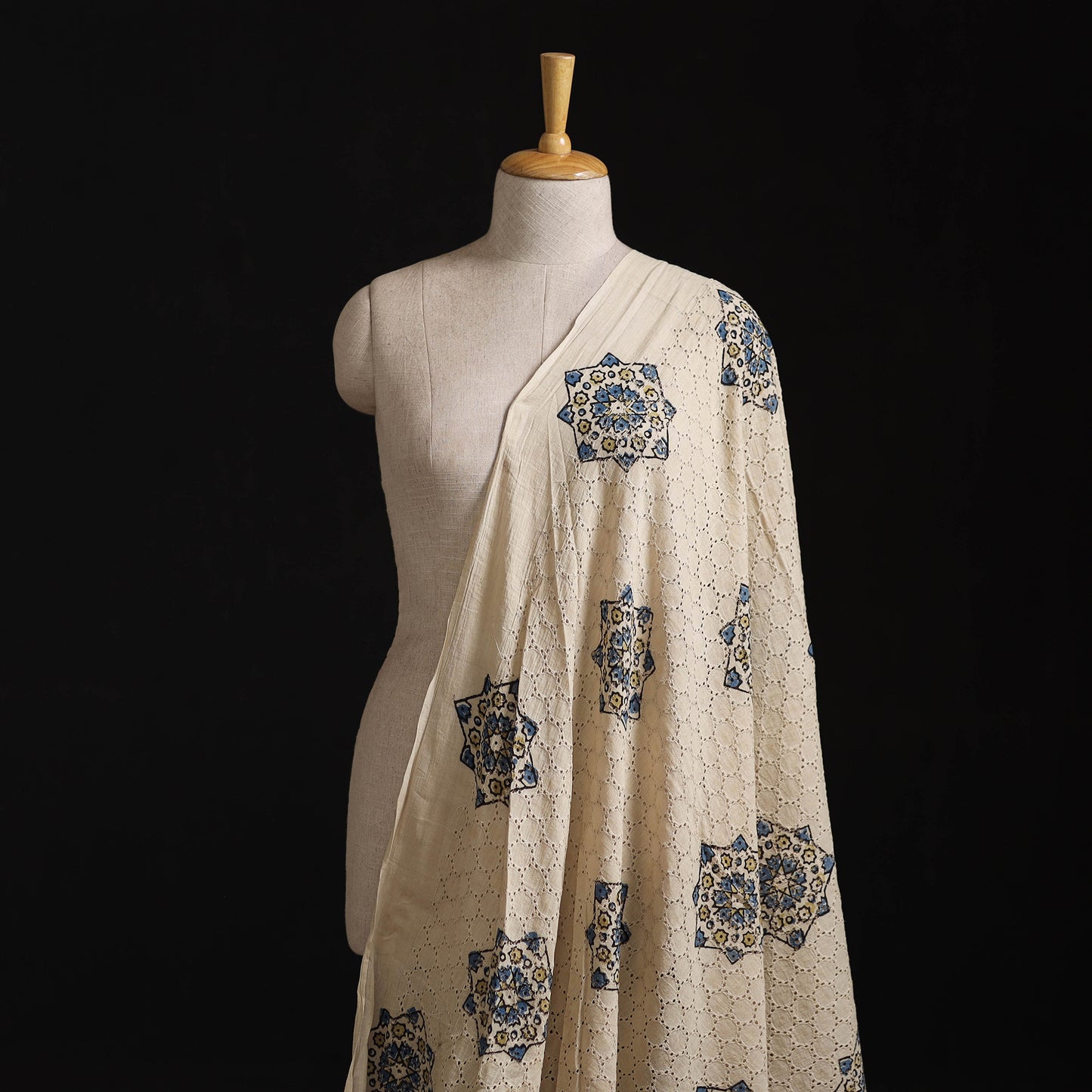 Natural Dyed Ajrakh Hand Block Print Cotton Hakoba Fabric 06