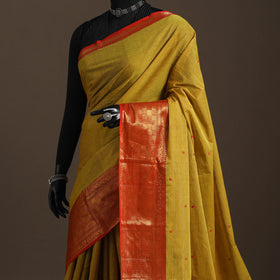 Yellow - kandangi buti chettinad cotton saree with border