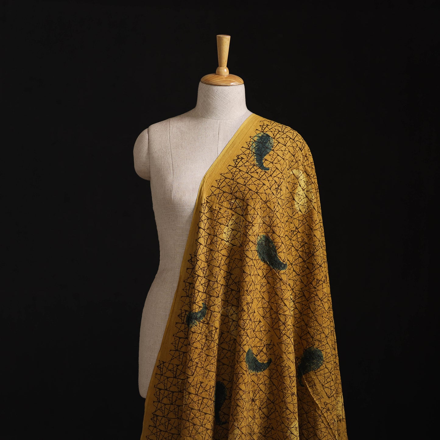 Natural Dyed Ajrakh Hand Block Print Cotton Hakoba Fabric 09