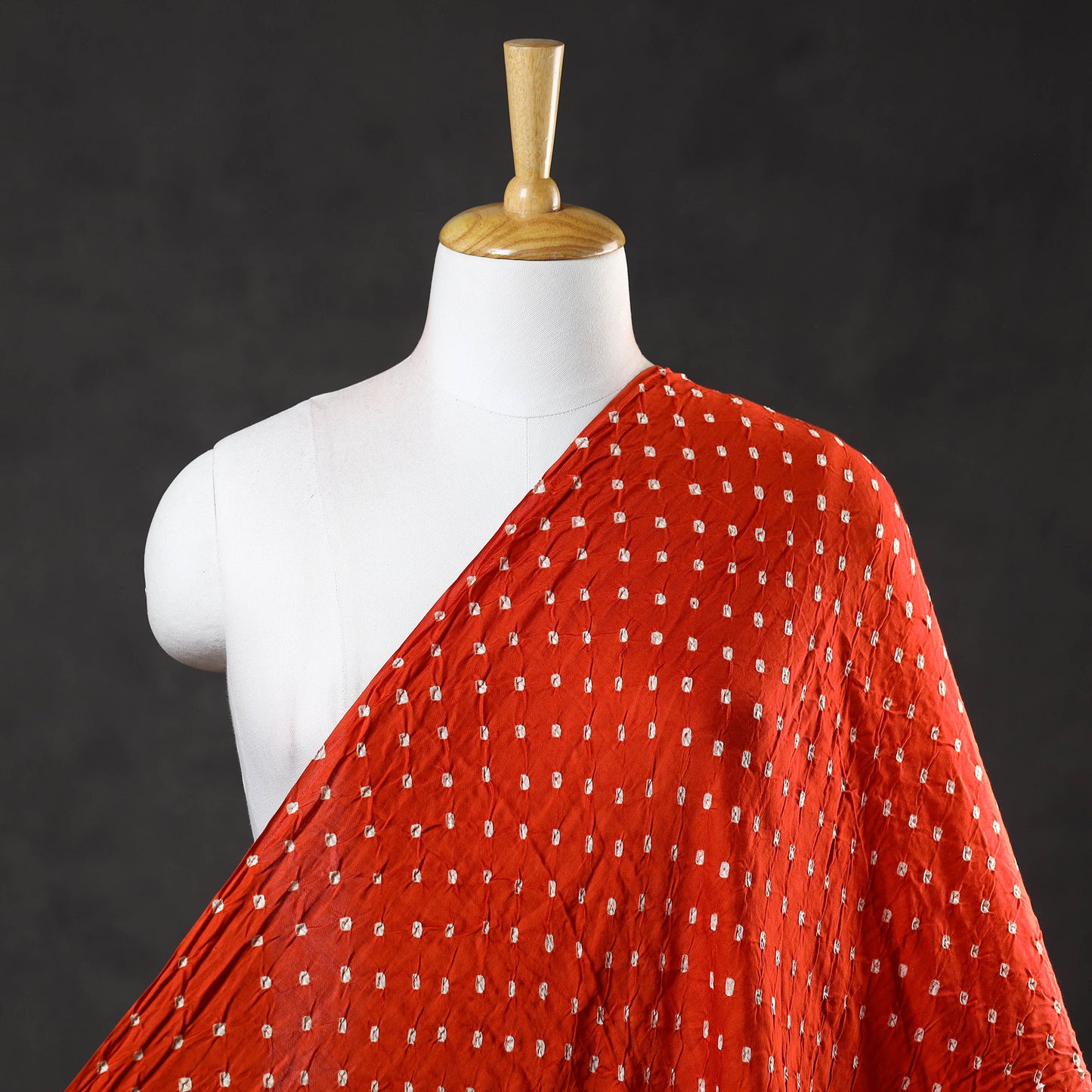 Orange - Kutch Bandhani Tie-Dye Chanderi Silk Fabric