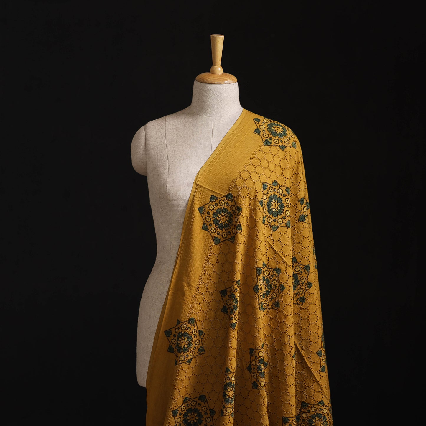 Natural Dyed Ajrakh Hand Block Print Cotton Hakoba Fabric 12