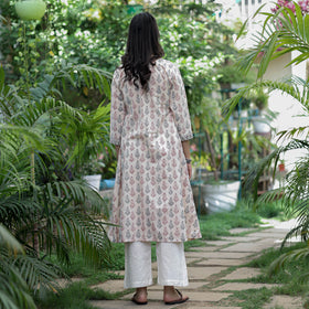 Buy Block Print Cotton A-Line Bagh Kurta for Women