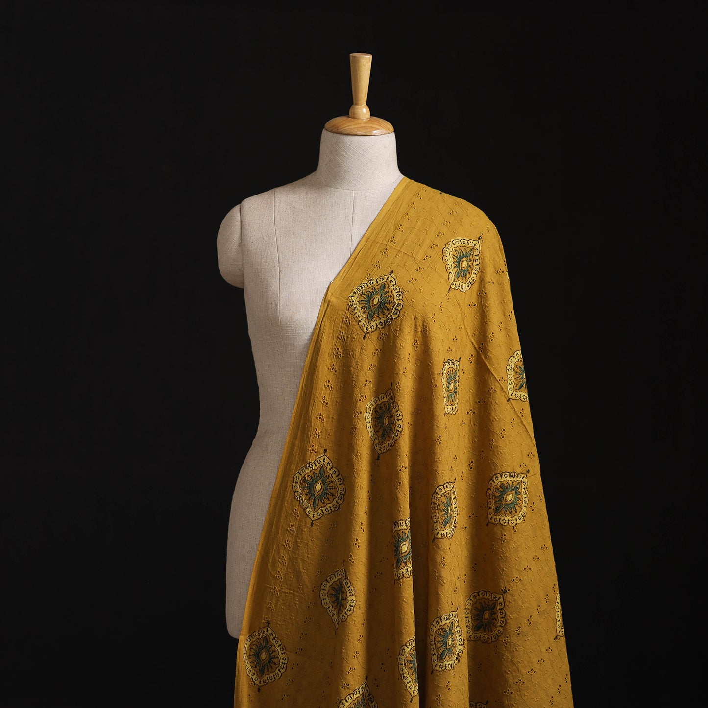 Natural Dyed Ajrakh Hand Block Print Cotton Hakoba Fabric 13
