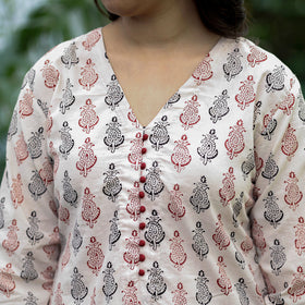 Buy Block Print Cotton A-Line Bagh Kurta for Women